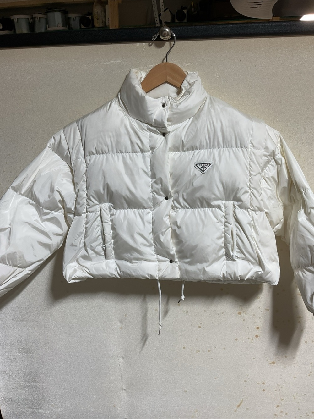 Prada Off-White Cropped Puffer Jacket